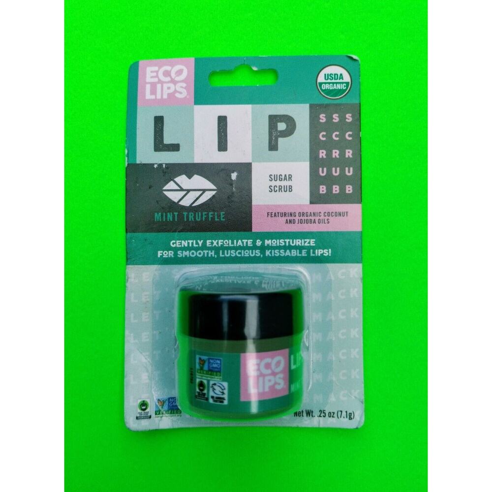 Eco Lips Organic Sugar Scrub Mint Truffle Lip Moisturizer Skin Care Exfoliant 25